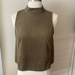Olive Green Suede Neck Top
